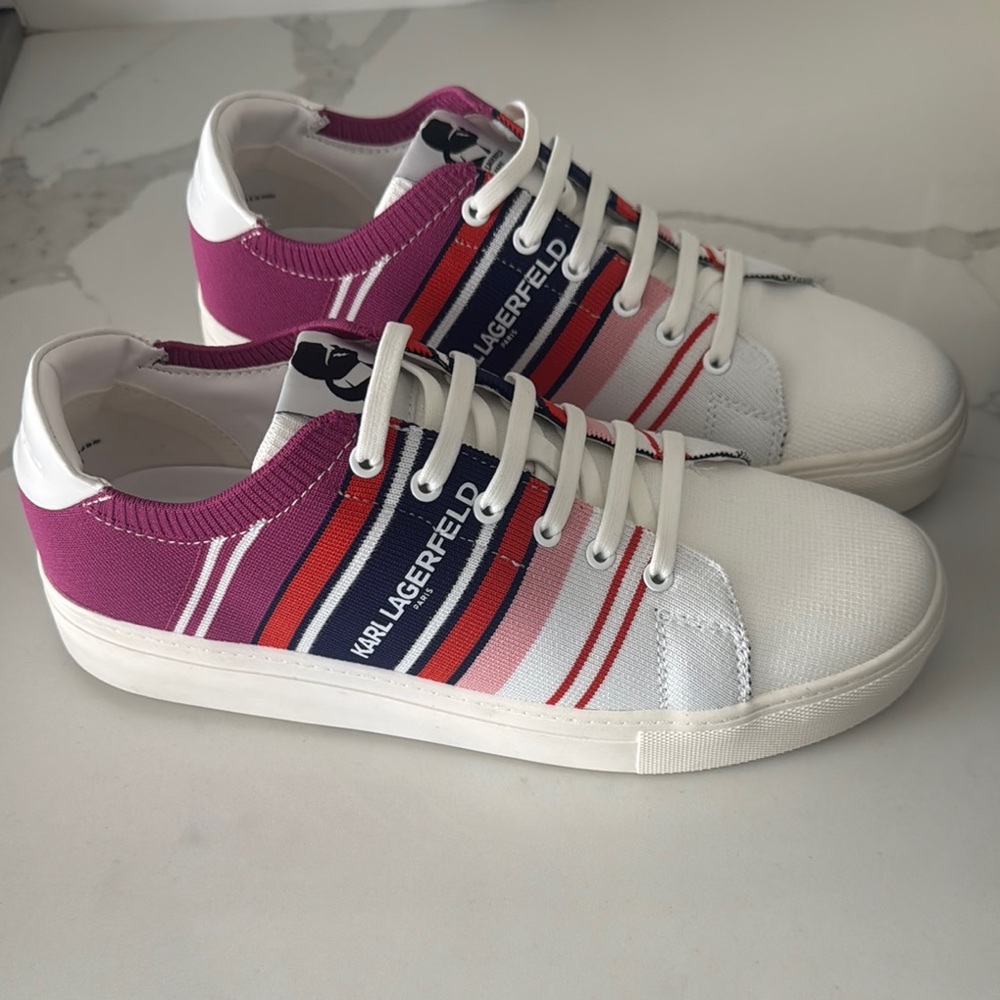 Karl Lagerfeld White and Pink Sneakers